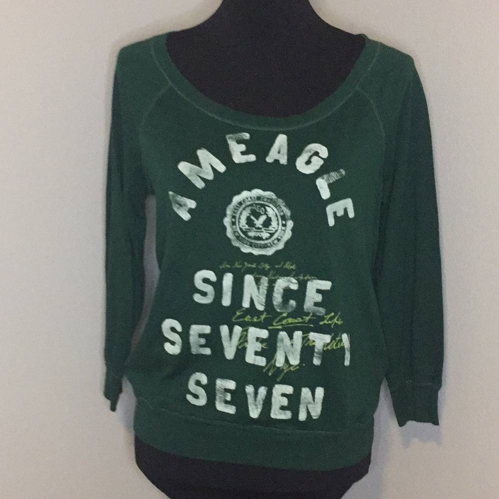 AEO 3/4 Sleeve Tee Medium Dark Green